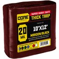 Core Tarps 10 ft x 12 ft Heavy Duty 20 Mil Tarp, Maroon, Polyethylene CT-707-10X12